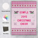 Pink Nordic Christmas Cheer Cross Stitch Typography Pattern Canvas Wall Art Print Decor Picture Ready to Hang