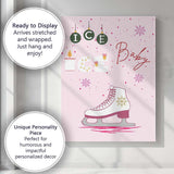 Pink Ice Baby Christmas Ice Skating Typography Illustration Canvas Wall Art Print Decor Picture Ready to Hang