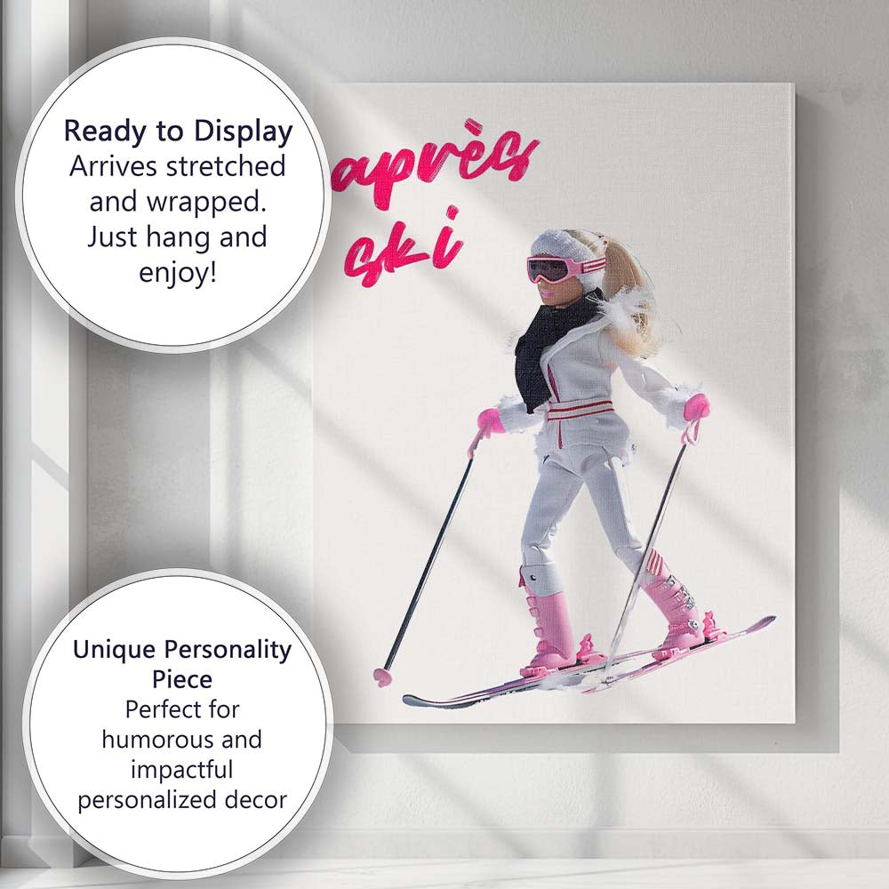 Après Ski Fashion Doll Winter Sports Illustration Canvas Wall Art Print Decor Picture Ready to Hang