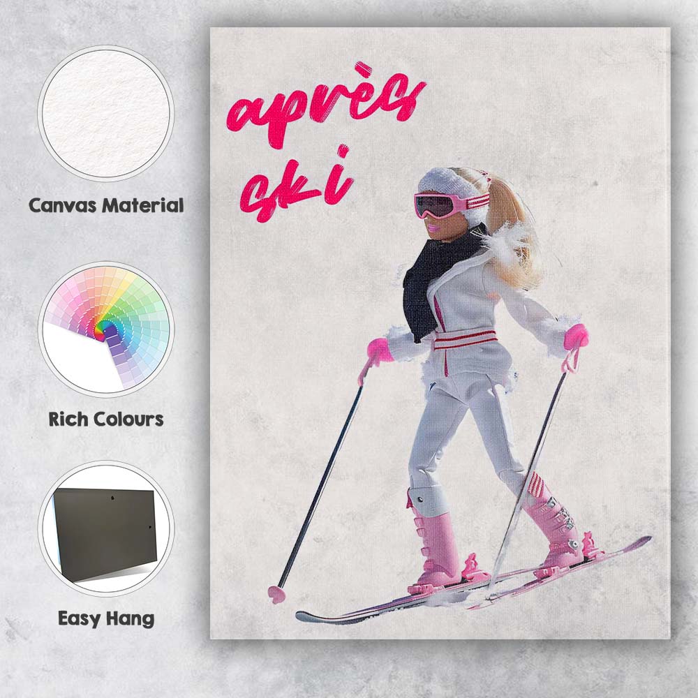 Après Ski Fashion Doll Winter Sports Illustration Canvas Wall Art Print Decor Picture Ready to Hang