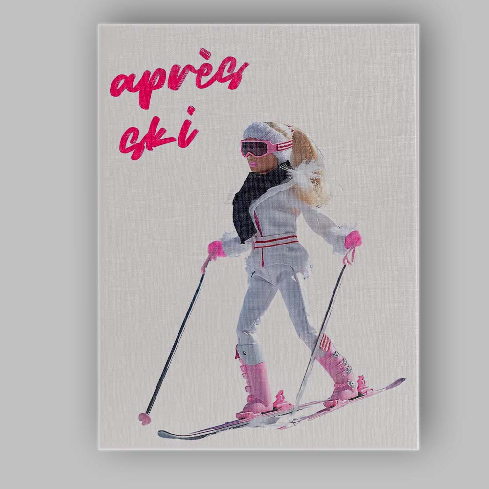 Après Ski Fashion Doll Winter Sports Illustration Canvas Wall Art Print Decor Picture Ready to Hang