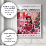 North Pole News Tickled Pink For Christmas Fashion Doll Cover Canvas Wall Art Print Decor Picture Ready to Hang