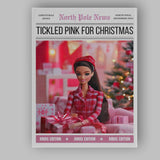 North Pole News Tickled Pink For Christmas Fashion Doll Cover Canvas Wall Art Print Decor Picture Ready to Hang