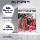 North Pole News Girls Sleighs Christmas Fashion Doll Cover Canvas Wall Art Print Decor Picture Ready to Hang