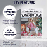 North Pole News Sugarplum Queen Christmas Fashion Doll Cover Canvas Wall Art Print Decor Picture Ready to Hang