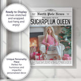North Pole News Sugarplum Queen Christmas Fashion Doll Cover Canvas Wall Art Print Decor Picture Ready to Hang
