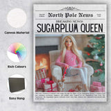 North Pole News Sugarplum Queen Christmas Fashion Doll Cover Canvas Wall Art Print Decor Picture Ready to Hang