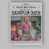 North Pole News Sugarplum Queen Christmas Fashion Doll Cover Canvas Wall Art Print Decor Picture Ready to Hang