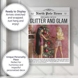 North Pole News Glitter And Glam Christmas Tree Fashion Doll Cover Canvas Wall Art Print Decor Picture Ready to Hang