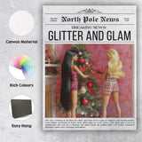North Pole News Glitter And Glam Christmas Tree Fashion Doll Cover Canvas Wall Art Print Decor Picture Ready to Hang
