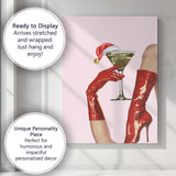 Festive Christmas Martini Cocktail Red Patent Boots Fashion Glam Canvas Wall Art Print Decor Picture Ready to Hang