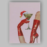 Festive Christmas Martini Cocktail Red Patent Boots Fashion Glam Canvas Wall Art Print Decor Picture Ready to Hang