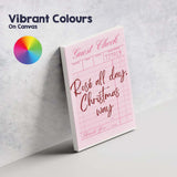 Rose All Day Christmas Way Retro Guest Check Typography Canvas Wall Art Print Decor Picture Ready to Hang