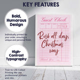 Rose All Day Christmas Way Retro Guest Check Typography Canvas Wall Art Print Decor Picture Ready to Hang