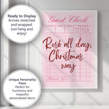 Rose All Day Christmas Way Retro Guest Check Typography Canvas Wall Art Print Decor Picture Ready to Hang