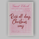 Rose All Day Christmas Way Retro Guest Check Typography Canvas Wall Art Print Decor Picture Ready to Hang