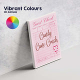 Candy Cane Crush Retro Guest Check Christmas Typography Canvas Wall Art Print Decor Picture Ready to Hang