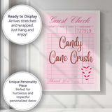 Candy Cane Crush Retro Guest Check Christmas Typography Canvas Wall Art Print Decor Picture Ready to Hang