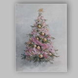 Pastel Pink Christmas Tree Gold Baubles Soft Painterly Canvas Wall Art Print Decor Picture Ready to Hang