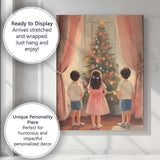 Children Admiring Christmas Tree Cosy Festive Family Painting Canvas Wall Art Print Decor Picture Ready to Hang