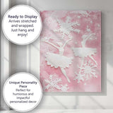 Pink Winter Ballet Dancers Snowflake Textured Artwork Canvas Wall Art Print Decor Picture Ready to Hang