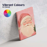 Cute Smiling Santa Claus Pink Christmas Portrait Canvas Wall Art Print Decor Picture Ready to Hang