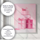 Minimalist Pink Christmas Gift Boxes Watercolour Still Life Canvas Wall Art Print Decor Picture Ready to Hang
