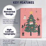 Scandinavian Christmas Tree Decorating Festive Family Illustration Canvas Wall Art Print Decor Picture Ready to Hang
