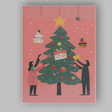 Scandinavian Christmas Tree Decorating Festive Family Illustration Canvas Wall Art Print Decor Picture Ready to Hang