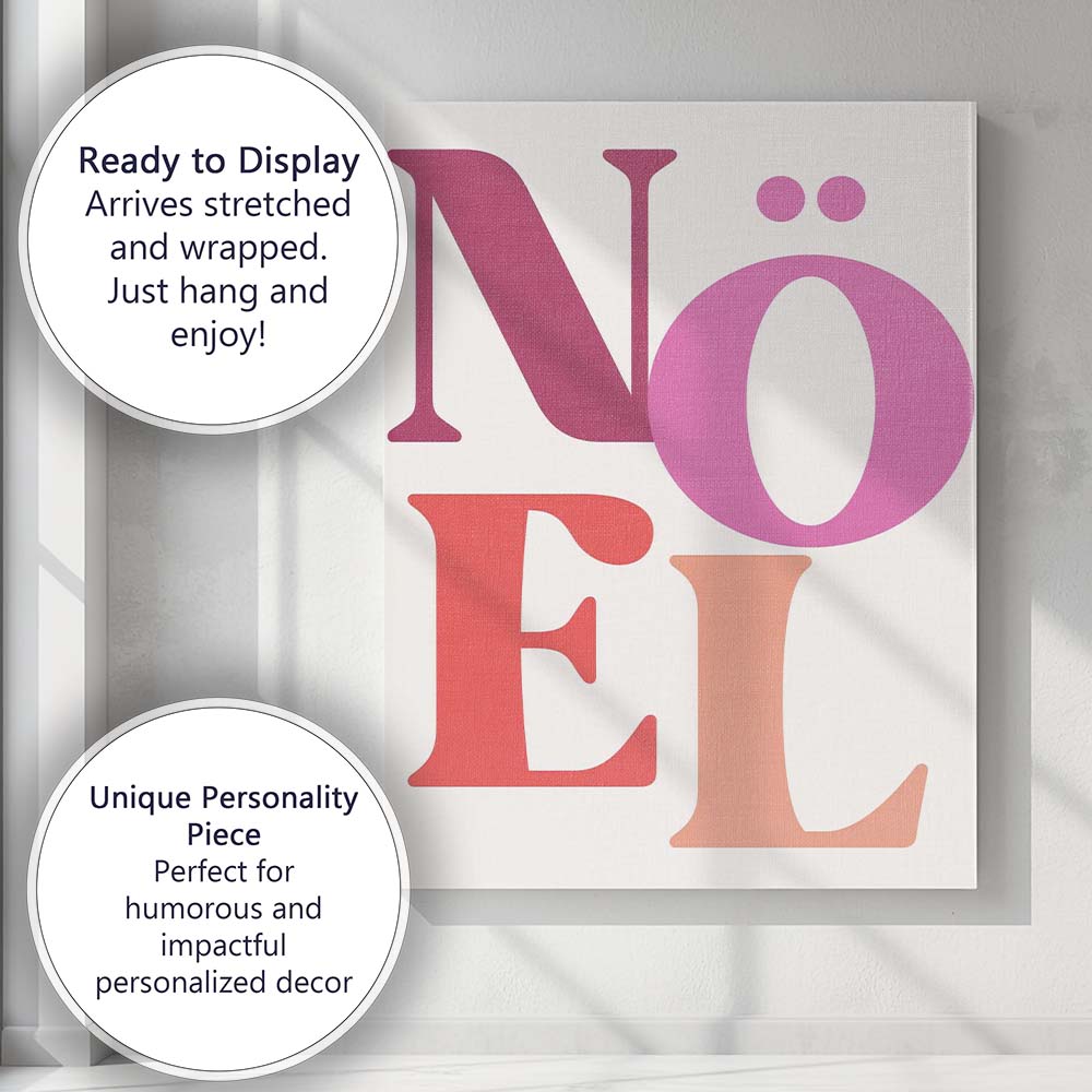 Modern Colourful Noel Typography Minimalist Christmas Quote Canvas Wall Art Print Decor Picture Ready to Hang