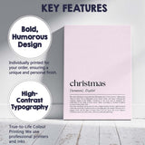 Minimalist Christmas Dictionary Definition Typography Print Canvas Wall Art Print Decor Picture Ready to Hang