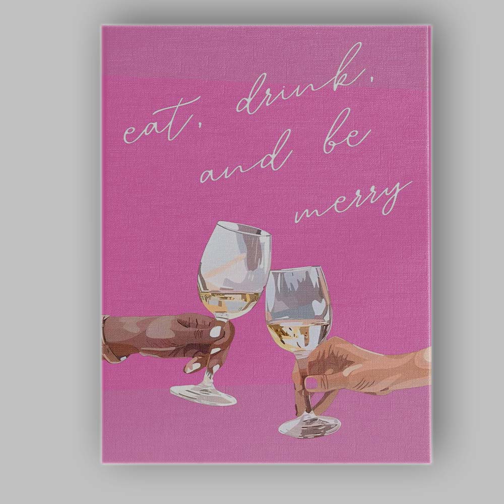 Modern Pink Festive Champagne Toast Christmas Quote Illustration Canvas Wall Art Print Decor Picture Ready to Hang