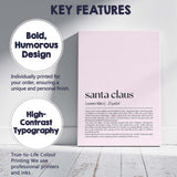 Minimalist Santa Claus Dictionary Definition Typography Print Canvas Wall Art Print Decor Picture Ready to Hang