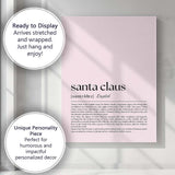 Minimalist Santa Claus Dictionary Definition Typography Print Canvas Wall Art Print Decor Picture Ready to Hang