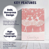 Elegant Pink Christmas Ballet Dancers Snowflake Greetings Canvas Wall Art Print Decor Picture Ready to Hang