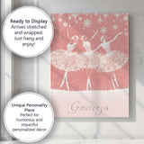 Elegant Pink Christmas Ballet Dancers Snowflake Greetings Canvas Wall Art Print Decor Picture Ready to Hang