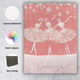 Elegant Pink Christmas Ballet Dancers Snowflake Greetings Canvas Wall Art Print Decor Picture Ready to Hang