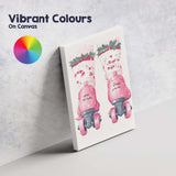 Pink Retro Christmas Roller Skates Festive Holiday Illustration Canvas Wall Art Print Decor Picture Ready to Hang