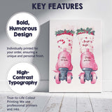 Pink Retro Christmas Roller Skates Festive Holiday Illustration Canvas Wall Art Print Decor Picture Ready to Hang