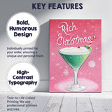 Festive Christmas Cocktail Candy Cane Holiday Drink Illustration Canvas Wall Art Print Decor Picture Ready to Hang