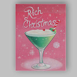 Festive Christmas Cocktail Candy Cane Holiday Drink Illustration Canvas Wall Art Print Decor Picture Ready to Hang