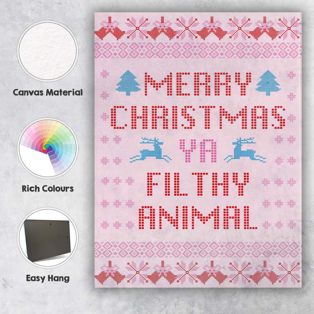 Pink Nordic Christmas Typography Funny Holiday Quote Canvas Wall Art Print Decor Picture Ready to Hang