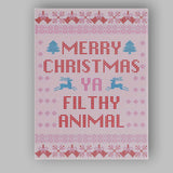 Pink Nordic Christmas Typography Funny Holiday Quote Canvas Wall Art Print Decor Picture Ready to Hang