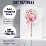 Pink Peppermint Swirl Lollipop Watercolour Sweet Candy Illustration Canvas Wall Art Print Decor Picture Ready to Hang