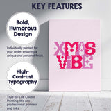 Pink Retro Xmas Vibe Typography Christmas Quote Canvas Wall Art Print Decor Picture Ready to Hang