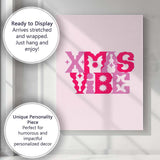 Pink Retro Xmas Vibe Typography Christmas Quote Canvas Wall Art Print Decor Picture Ready to Hang