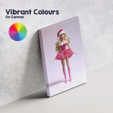 Pink Christmas Fashion Doll Santa Outfit Portrait Canvas Wall Art Print Decor Picture Ready to Hang