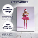 Pink Christmas Fashion Doll Santa Outfit Portrait Canvas Wall Art Print Decor Picture Ready to Hang