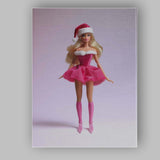 Pink Christmas Fashion Doll Santa Outfit Portrait Canvas Wall Art Print Decor Picture Ready to Hang