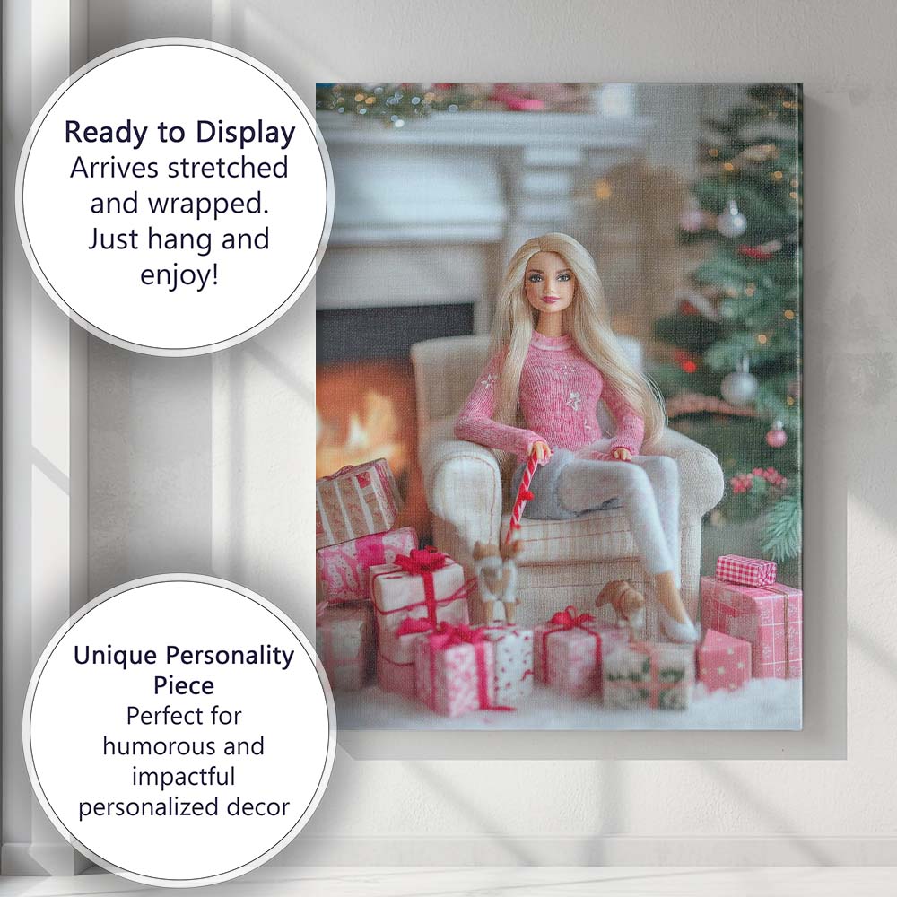 Cozy Christmas Fashion Doll Living Room Gifts Canvas Wall Art Print Decor Picture Ready to Hang